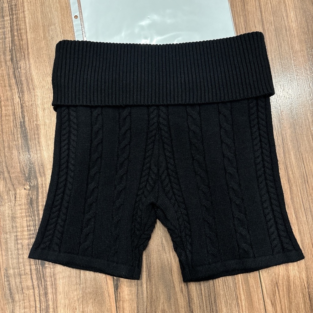 Knit Black Shorts Small Stretchy Lounge Sleep Sexy Casual PJ Warm Fold Over Gym